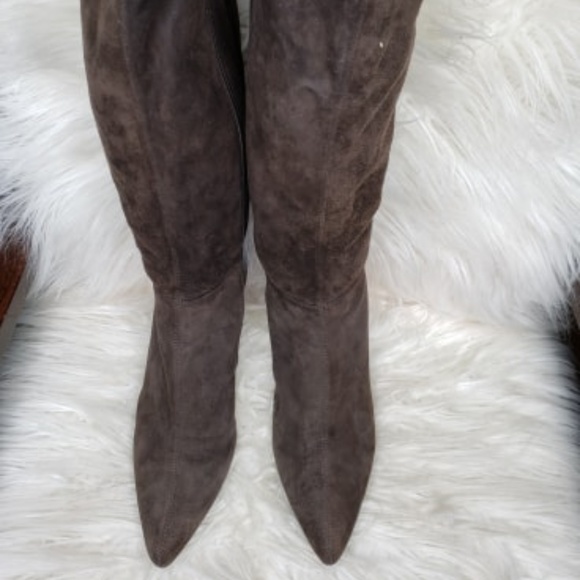 Auth PRADA Brown Suede Knee High Boots, Size 7 - Picture 5 of 6